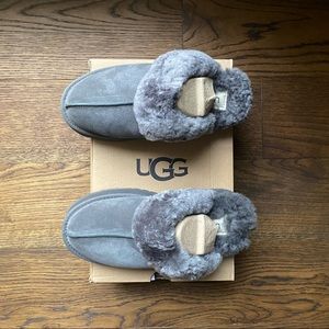 UGG® Disquette Suede Fur Flatform Slides